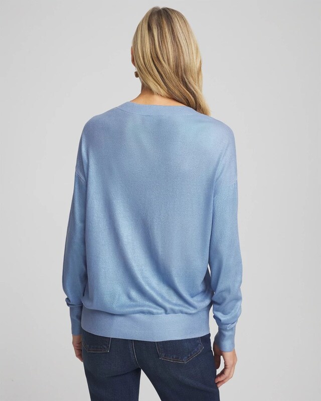 Foil V-Neck Relaxed Pullover Sweater - image 3
